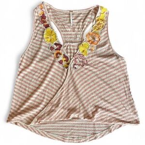 Free People Embroidered Striped Tank, M